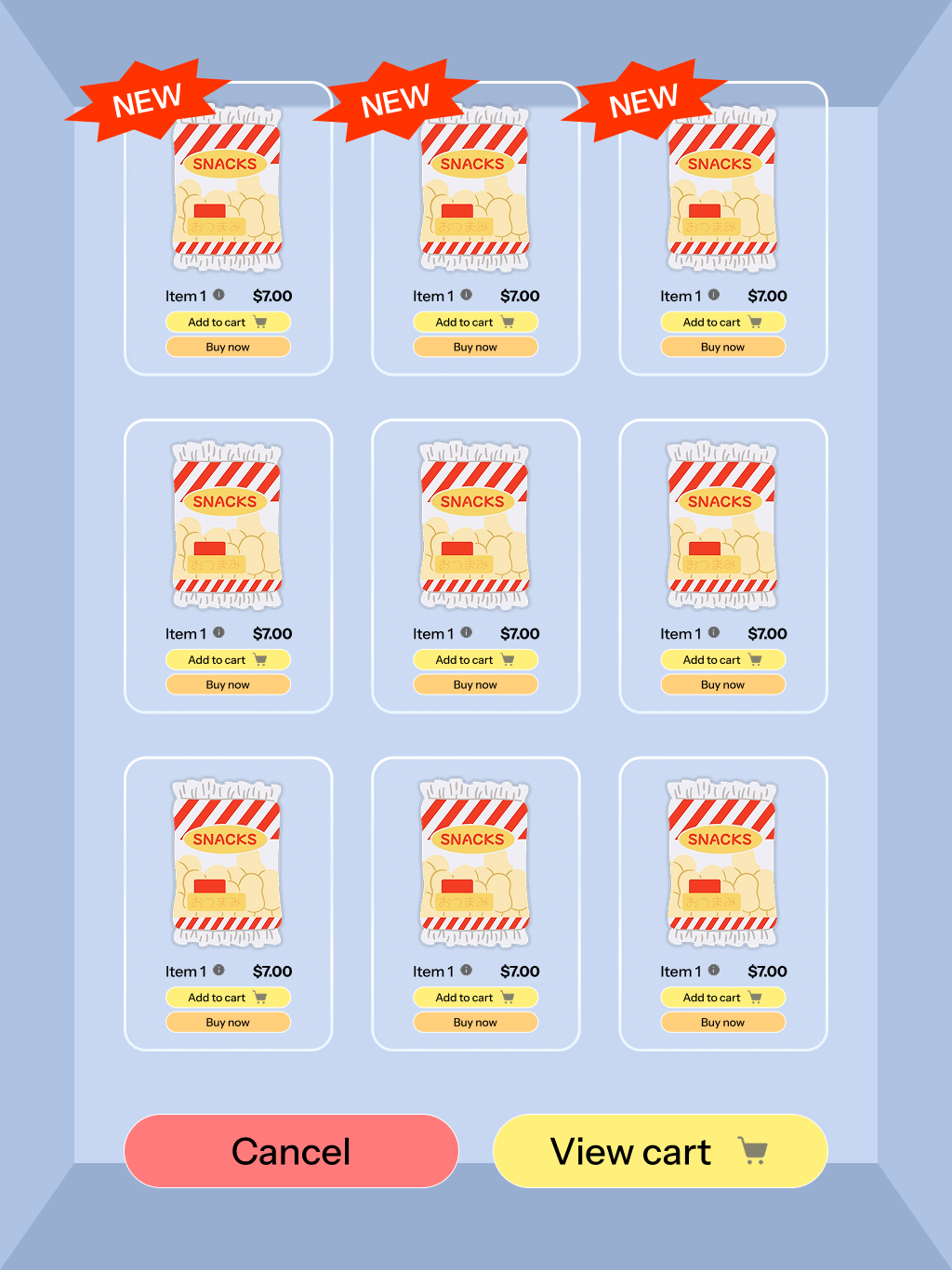 Mid-Fidelity prototype with colour, background is placeholder for the actual inside of the machine that would be displayed by the tablet camera.